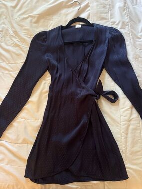 Wilfred Women's Black Wrap Dress with Tie Waist